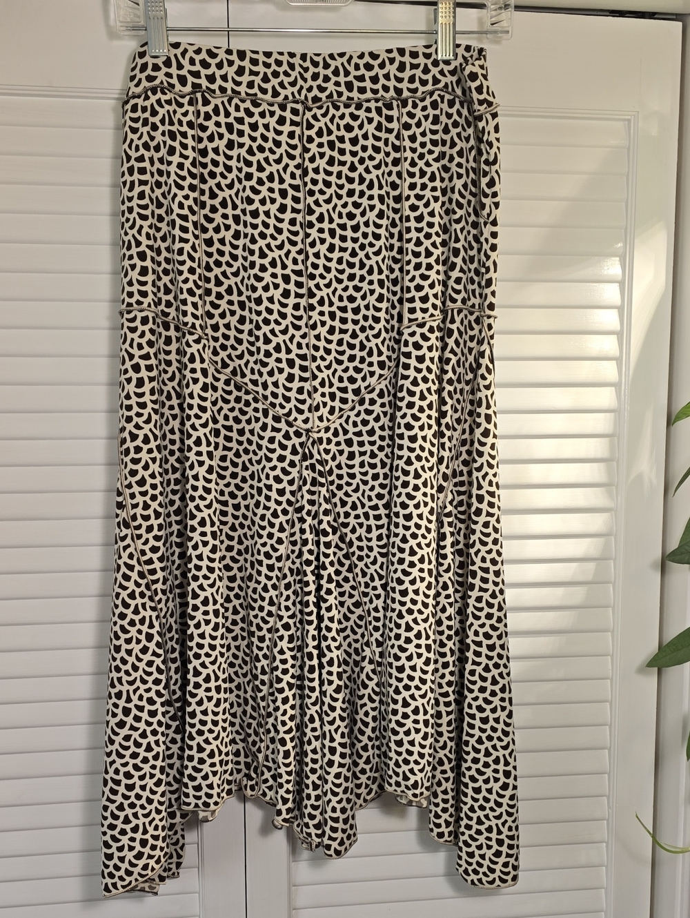 Max Studio Brown and Cream Asymmetrical Midi Skirt